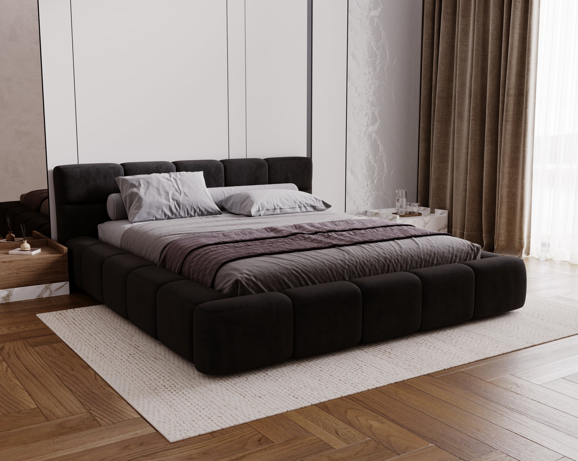 Elegantes Design Modell: Como inkl. Lattenrost + Bettkasten