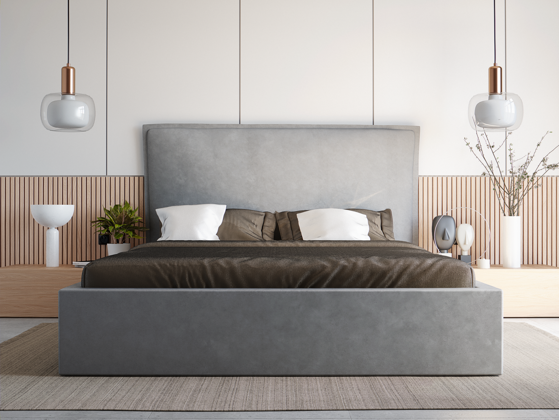 LILA Slim Polsterbett mit Holzlattenrost – schlichtes Design für moderne Schlafzimmer