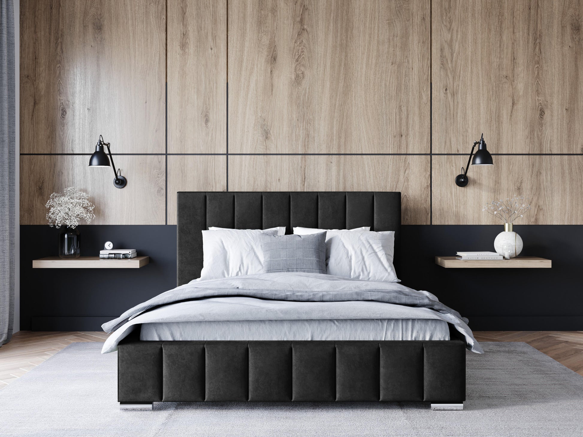 Polsterbett ADELE – Samt Bett mit Kopfteil | Luxus Doppelbett in 120x200 bis 200x200 cm