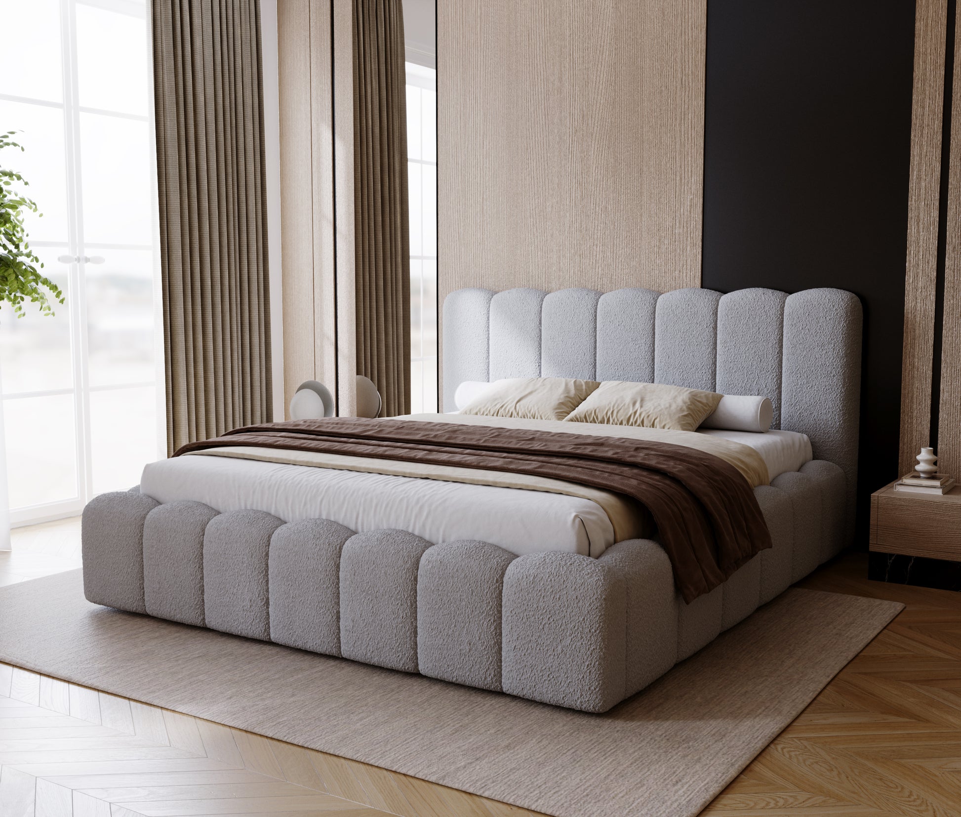 Designer Polster Bett Modell: BOSTON inkl. Bettkasten und Lattenrost