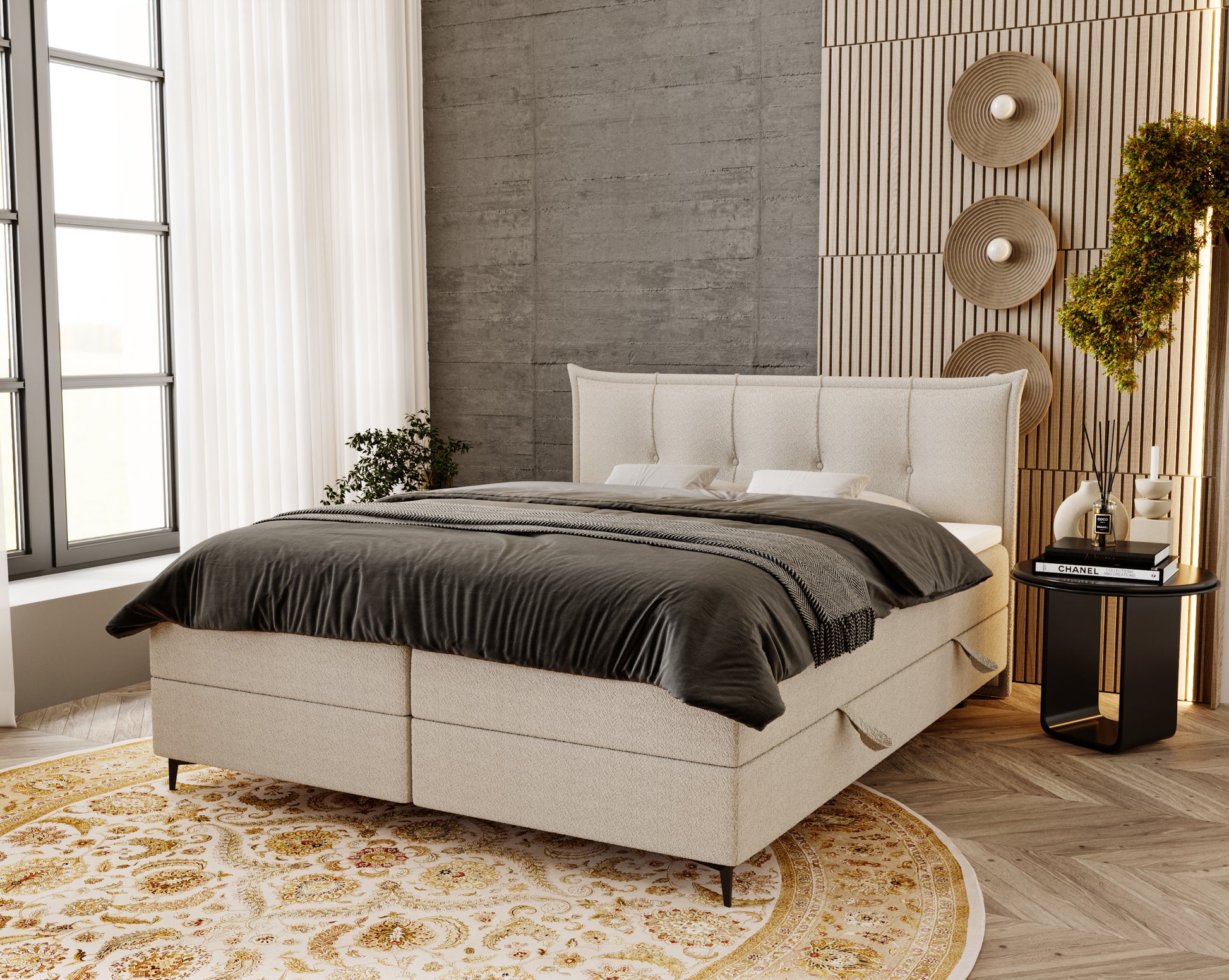 LIMBA Designerbett mit Holzlattenrost & Bettkasten – modernes Polsterbett für stilvolle Schlafzimmer