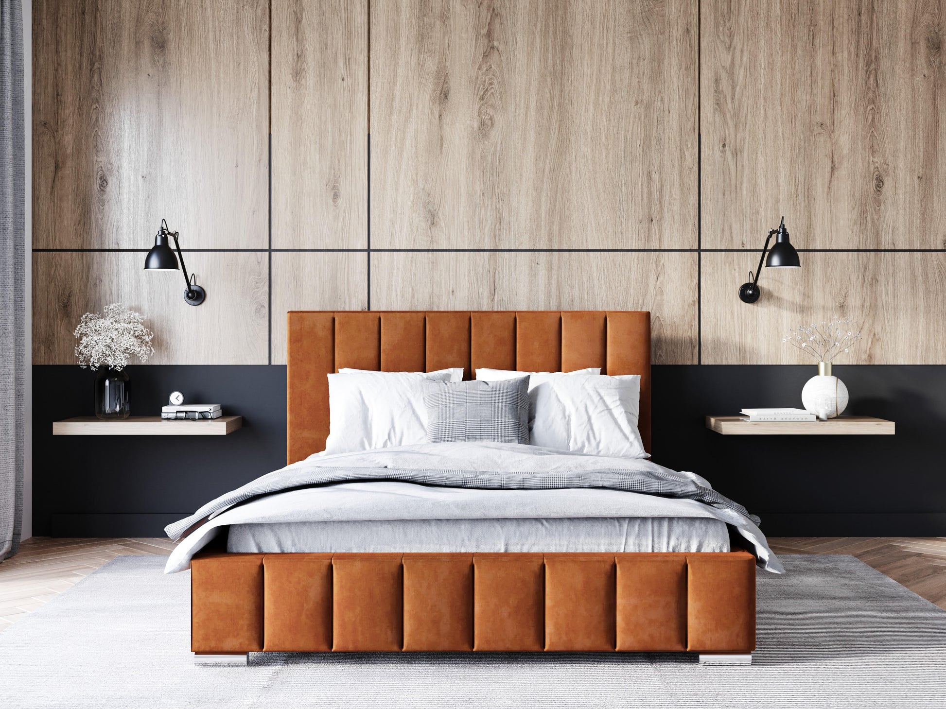 Polsterbett ADELE – Samt Bett mit Kopfteil | Luxus Doppelbett in 120x200 bis 200x200 cm