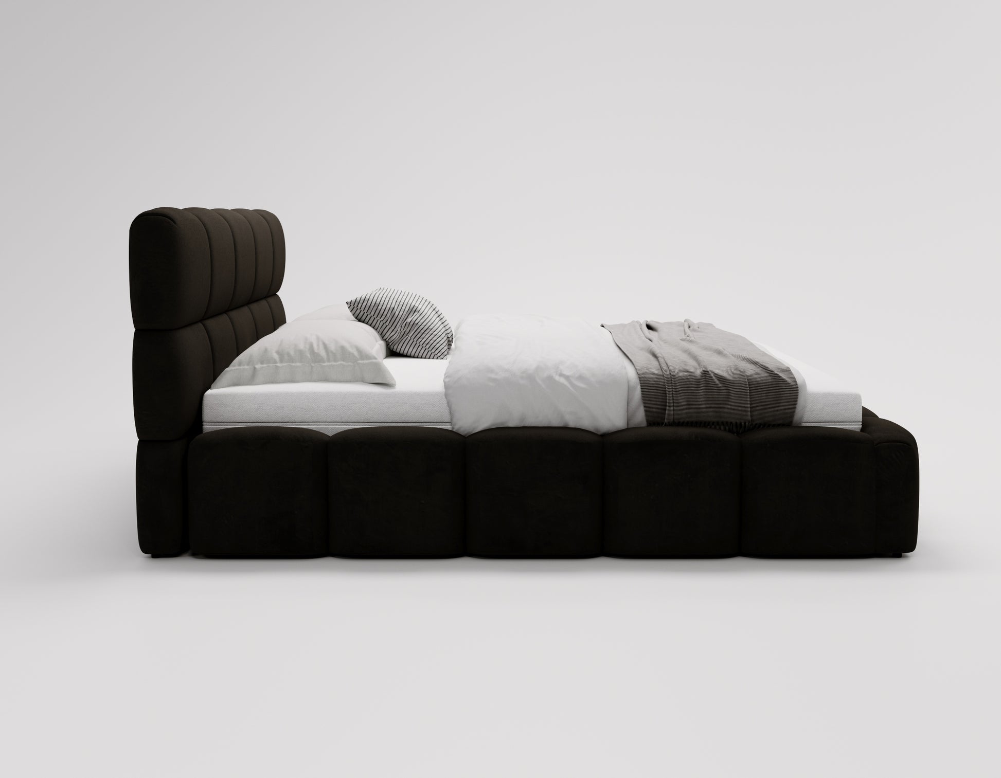 Polsterbett NOE – Samt Bett mit Kopfteil | Luxus Doppelbett in 120x200 bis 200x200 cm