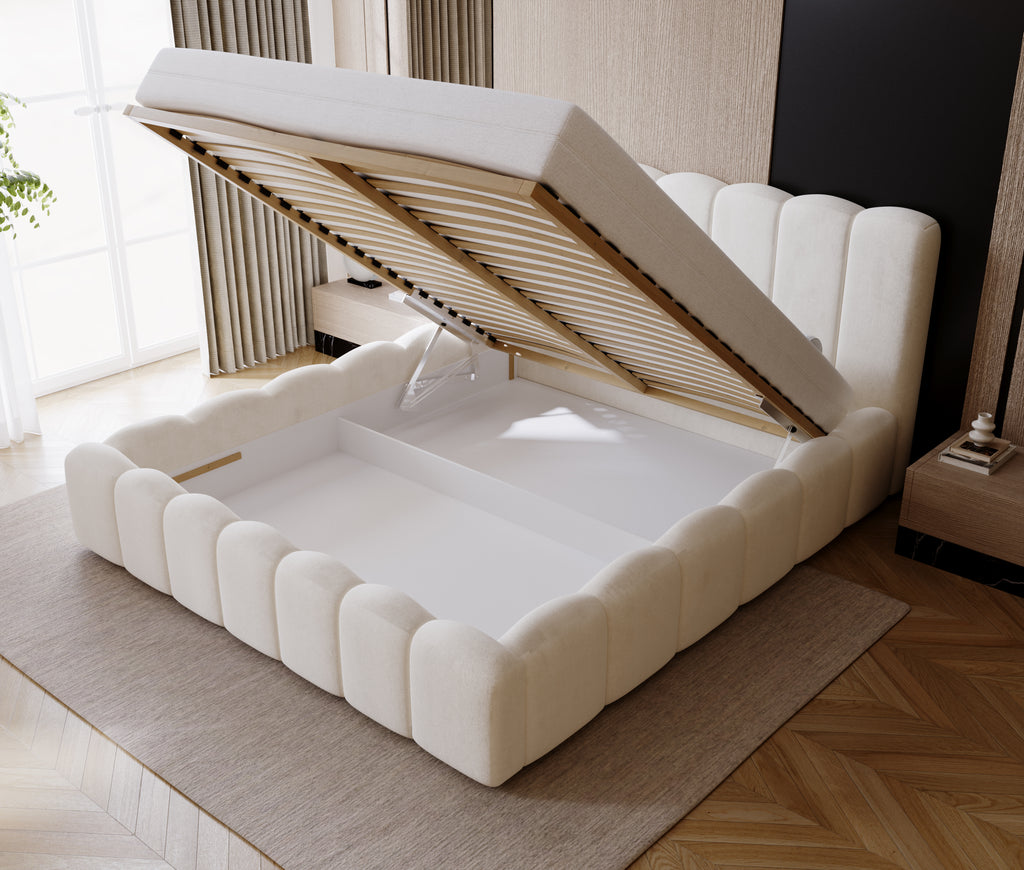 Designer Polster Bett Modell: BOSTON inkl. Bettkasten und Lattenrost