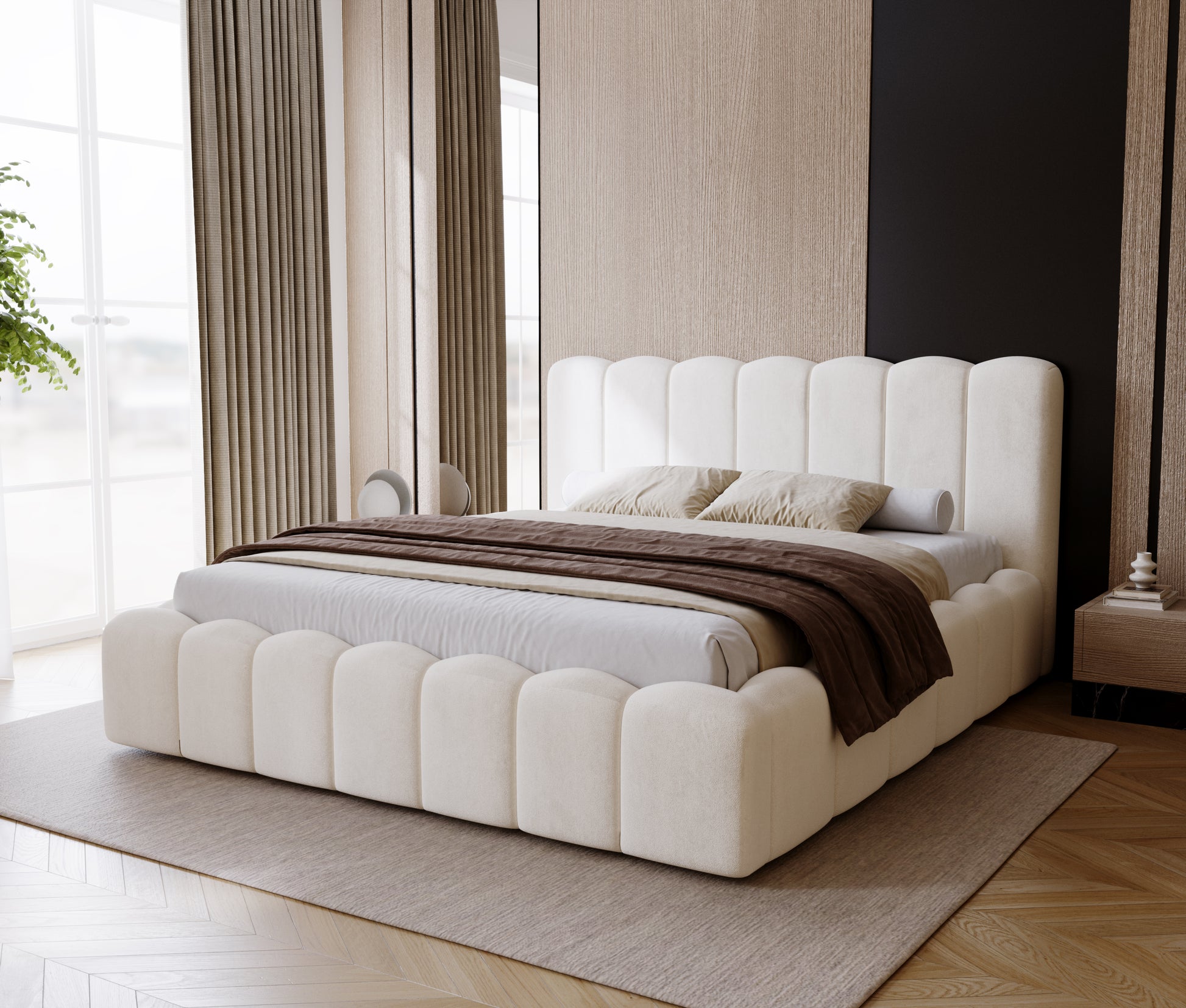 Designer Polster Bett Modell: BOSTON inkl. Bettkasten und Lattenrost