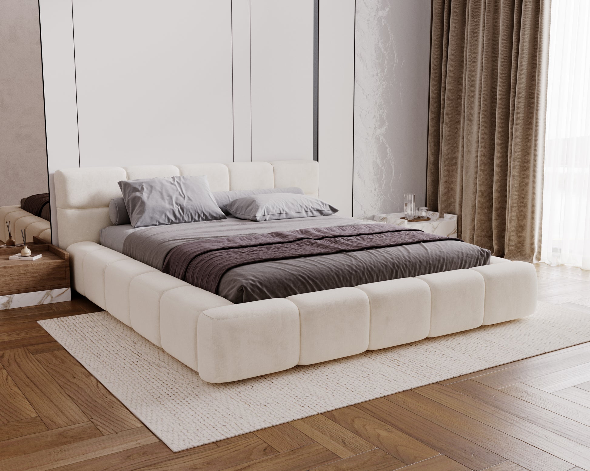 Elegantes Design Modell: Como inkl. Lattenrost + Bettkasten