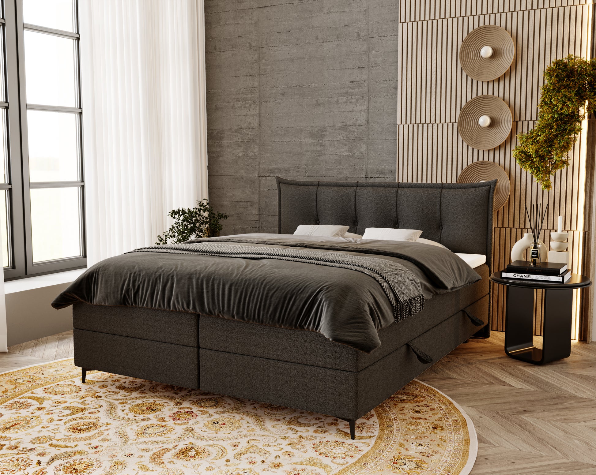 LIMBA Designerbett mit Holzlattenrost & Bettkasten – modernes Polsterbett für stilvolle Schlafzimmer