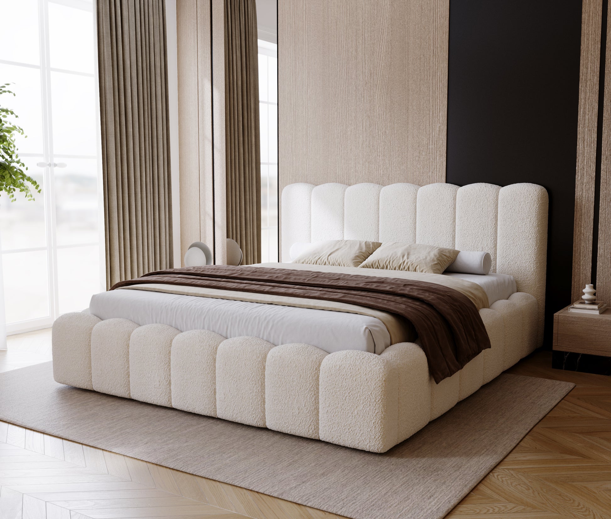 Designer Polster Bett Modell: BOSTON inkl. Bettkasten und Lattenrost