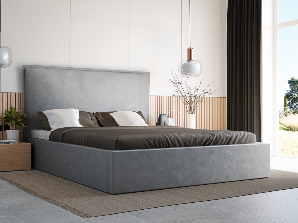 LILA Slim Polsterbett mit Holzlattenrost – schlichtes Design für moderne Schlafzimmer