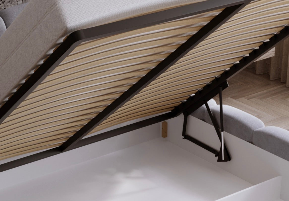 Polsterbett NOE – Samt Bett mit Kopfteil | Luxus Doppelbett in 120x200 bis 200x200 cm