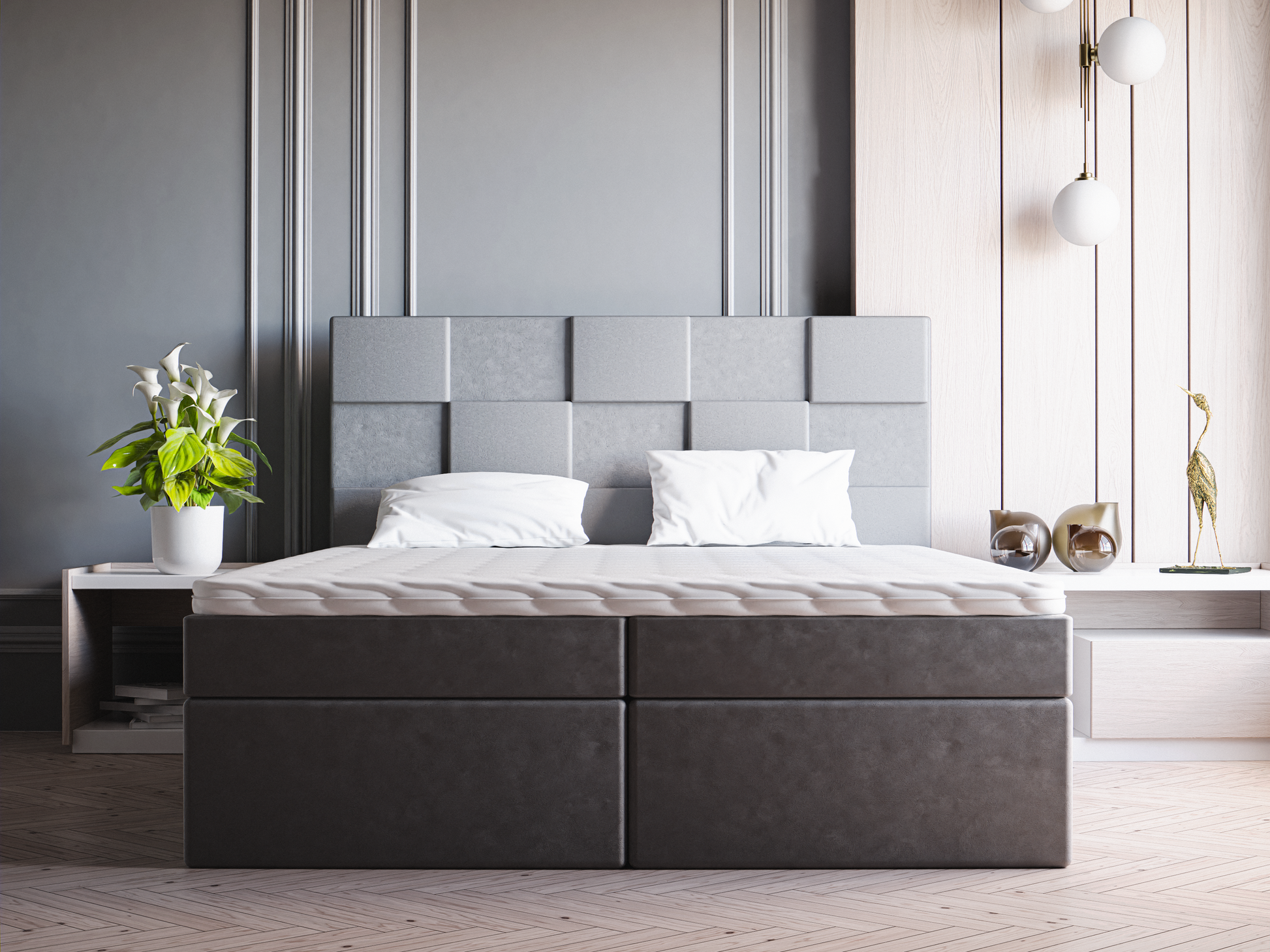 GALLA Polsterbett mit Holzlattenrost & Bettkasten – modernes Bett mit elegantem Design