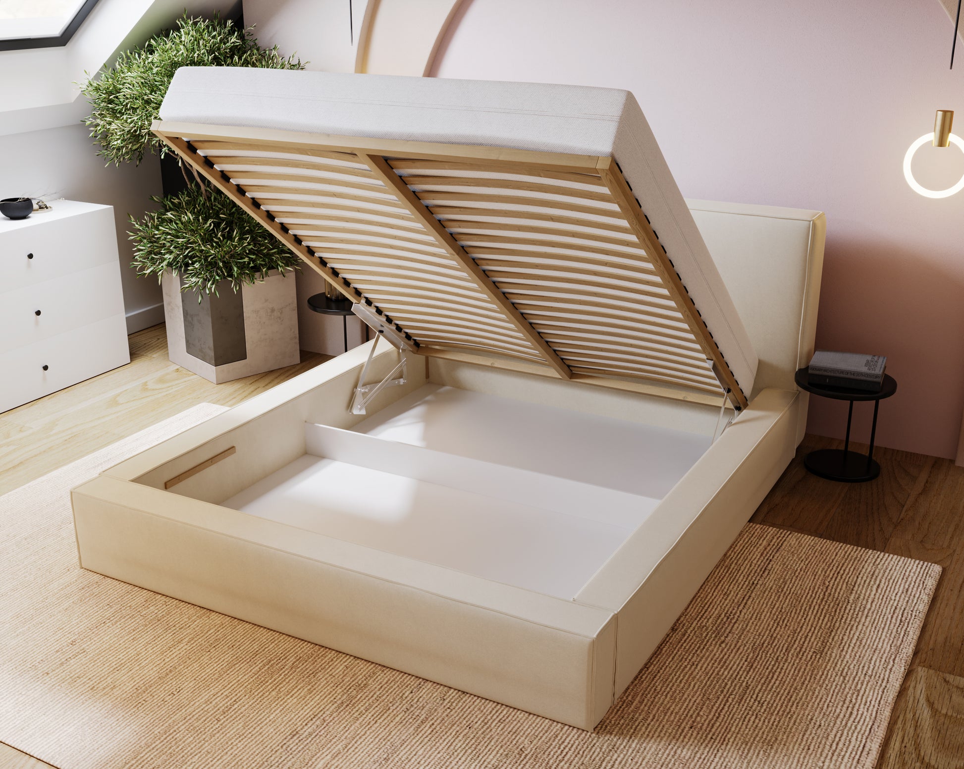 KALI Polsterbett mit Holzlattenrost & Bettkasten – stilvolles Bett zum fairen Preis