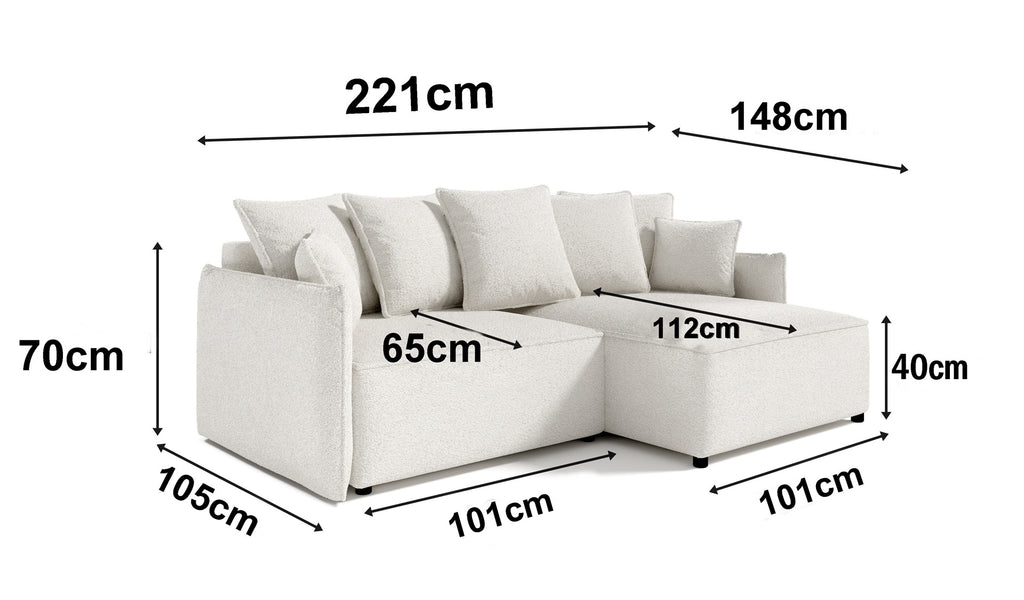 Sofa Abriamo Mini mit Schlaf Funktion und Bettkasten Boucle
