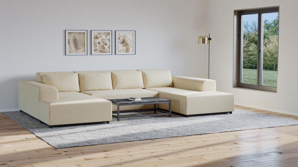 Wohnlandschaft Moris U – modernes Sofa 327 cm breit mit Wellenfederung & T30-Schaum