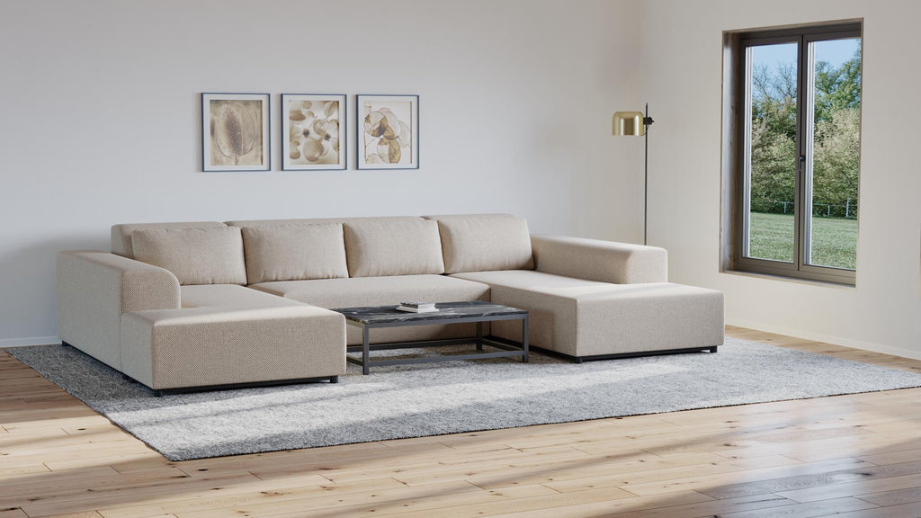 Wohnlandschaft Moris U – modernes Sofa 327 cm breit mit Wellenfederung & T30-Schaum
