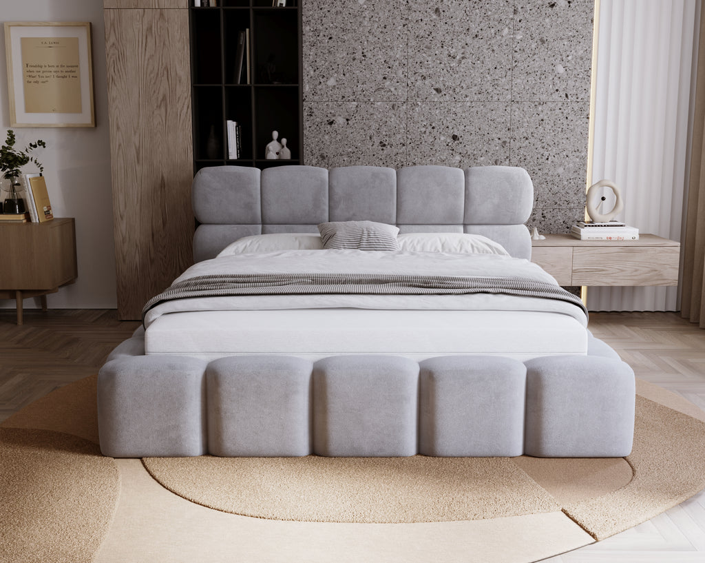 Polsterbett NOE – Samt Bett mit Kopfteil | Luxus Doppelbett in 120x200 bis 200x200 cm