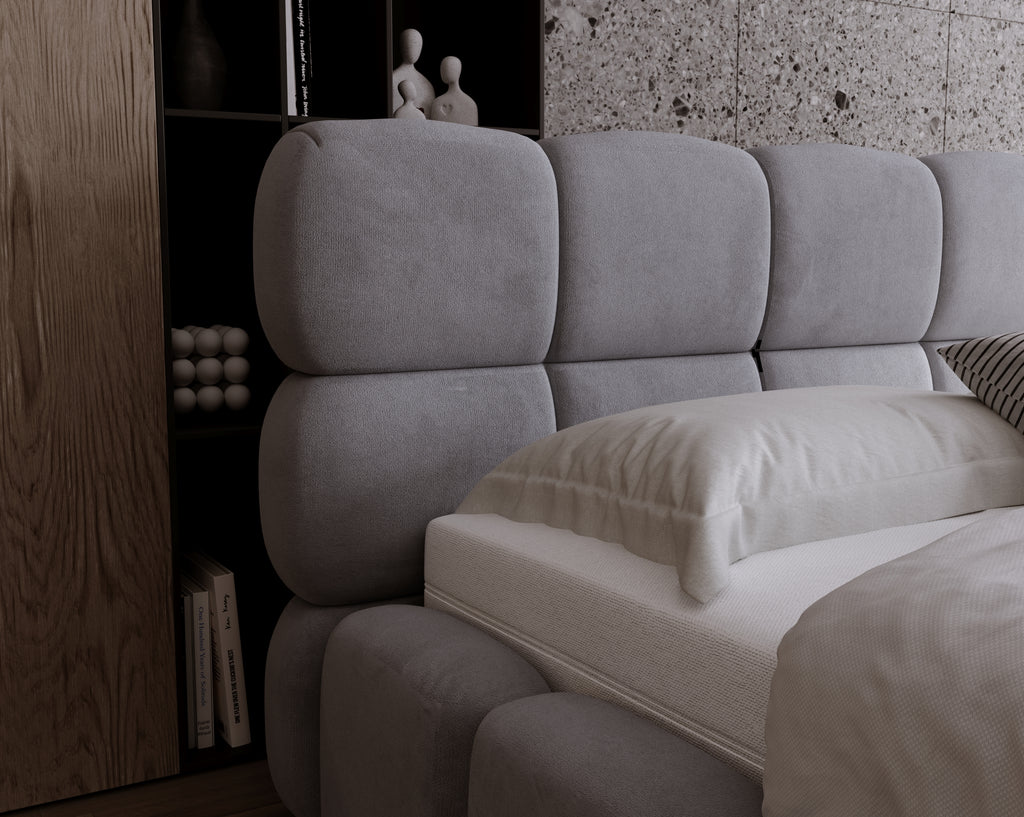 Polsterbett NOE – Samt Bett mit Kopfteil | Luxus Doppelbett in 120x200 bis 200x200 cm